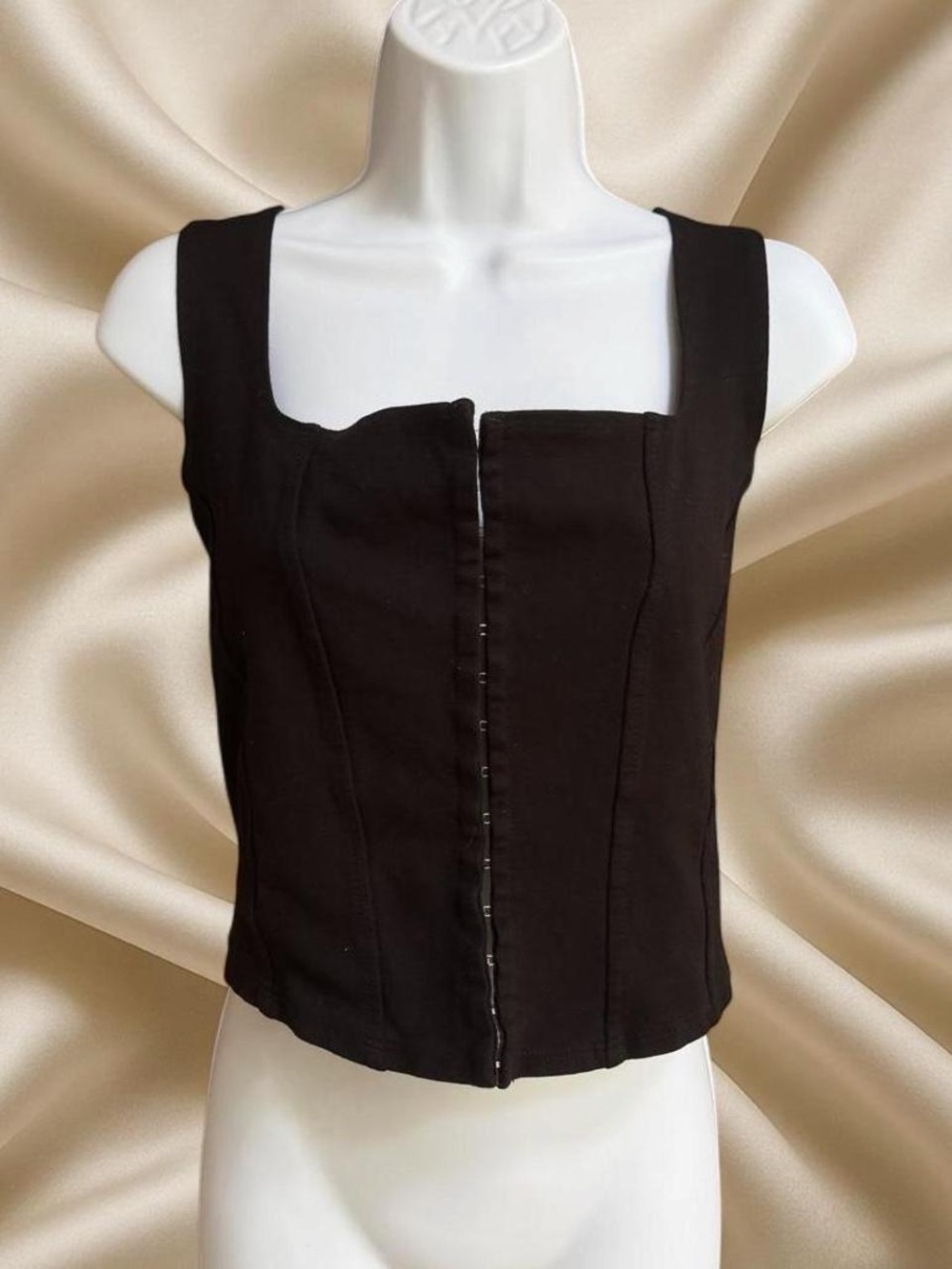 Y2K Black Corset Tank Top 90s Minimalist Model Off Duty Shirt